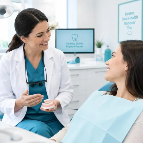 Dentist explaining treatment to a patient